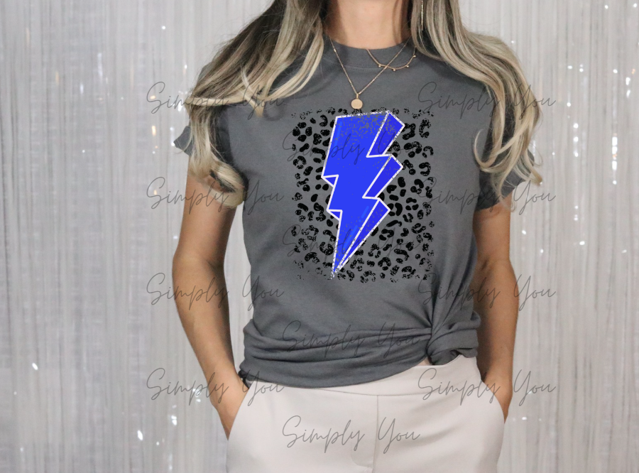Blue Lightning Bolt with Leopard
