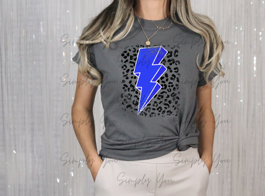 Blue Lightning Bolt with Leopard