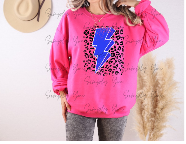 Blue Lightning Bolt with Leopard
