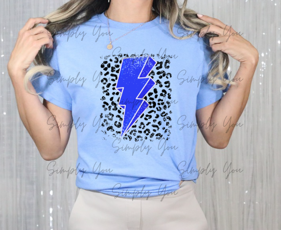 Blue Lightning Bolt with Leopard