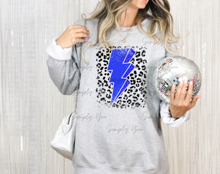 Blue Lightning Bolt with Leopard